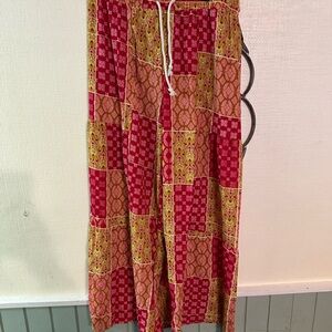 Red and Pink Patchwork Pants